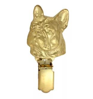 Französische Bulldogge - Brosche mit Clip, vergoldeter Startnummernhalter, elegante Hundeaustellungsnadel der Marke Art-Dog