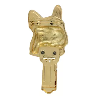 Französische Bulldogge - Brosche mit Clip, vergoldeter Startnummernhalter, elegante Hundeaustellungsnadel der Marke Art-Dog