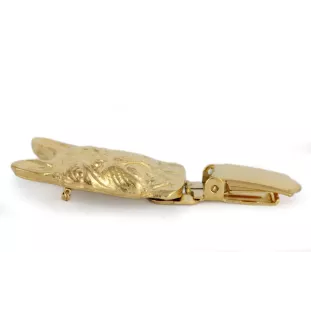 French Bulldog, Frenchie - brooch with a clip, gold-plated holder for a race number, elegant dog show pin from Art-Dog brand