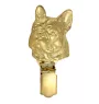 French Bulldog, Frenchie - brooch with a clip, gold-plated holder for a start number, a gift for a dog show by Art-Dog brand.