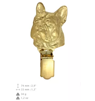 Französische Bulldogge - Brosche mit Clip, vergoldeter Startnummernhalter, Geschenk für Hundeausstellung der Marke Art-Dog