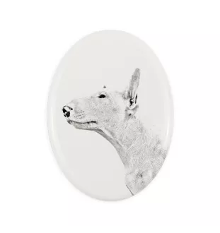 Bull Terrier, Bullterrier - Gedenktafel mit einem Foto eines Hundes, Grabplatte mit Druck, personalisierte ovale Platte der Marke Art-Dog