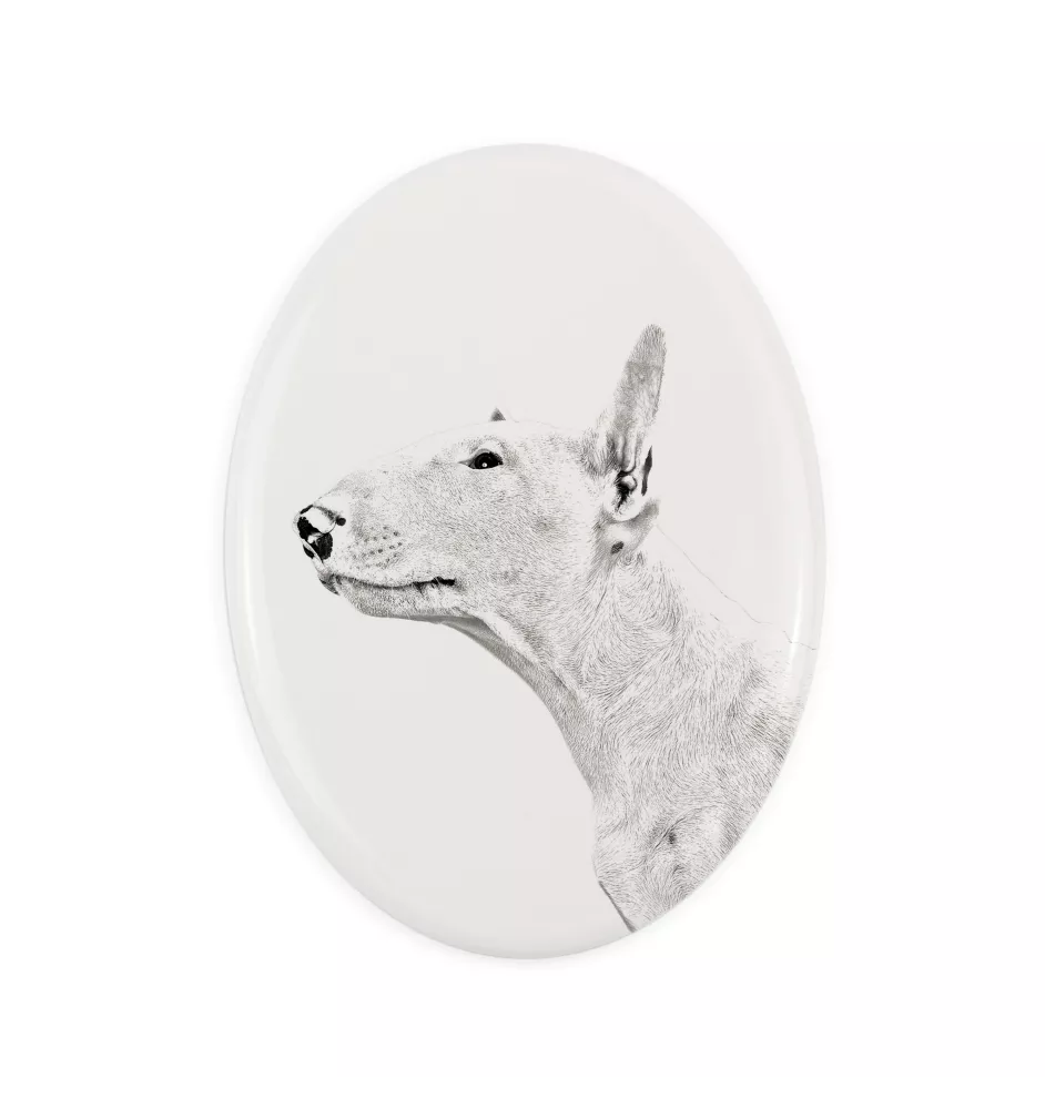 Bull Terrier - une plaque commémorative avec une photo de chien, une plaque funéraire avec une impression, une plaque ovale personnalisée de la marque Art-Dog