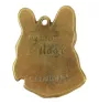 Bouledogue français I - porte-clés et collier avec chien dans une boîte, produit plaqué or de haute qualité, marque Art-Dog