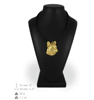 French Bulldog, Frenchie I - keychain and necklace with a dog in a box, high-quality gold-plated product, Art-Dog brand