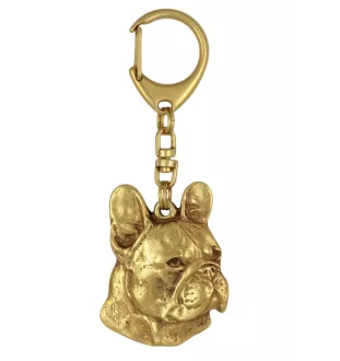 French Bulldog, Frenchie I - keychain and necklace with a dog in a box, high-quality gold-plated product, Art-Dog brand