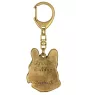 Bouledogue français I - porte-clés et collier avec chien dans une boîte, produit plaqué or de haute qualité, marque Art-Dog