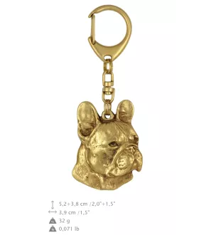 French Bulldog, Frenchie I - keychain and necklace with a dog in a box, high-quality gold-plated product, Art-Dog brand
