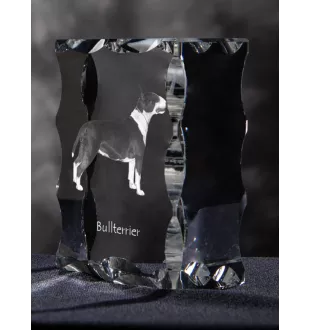 Bull Terrier, Bully - crystal with a picture of a dog, glass statuette with a picture, unique frame with a picture from Art-Dog brand