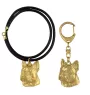 French Bulldog, Frenchie II - keychain and necklace with a dog in a box, high-quality gold-plated product, Art-Dog brand