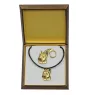 French Bulldog, Frenchie II - keychain and necklace with a dog in a box, high-quality gold-plated product, Art-Dog brand