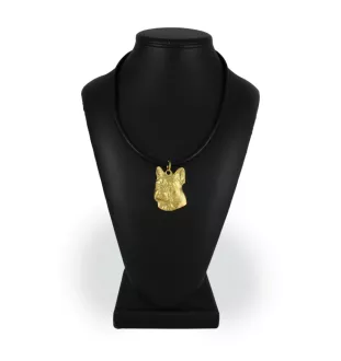French Bulldog, Frenchie II - keychain and necklace with a dog in a box, high-quality gold-plated product, Art-Dog brand