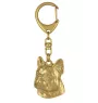 Französische Bulldogge II - Schlüsselanhänger und Halskette mit Hund in einer Box, vergoldetes Produkt von hoher Qualität, Marke Art-Dog