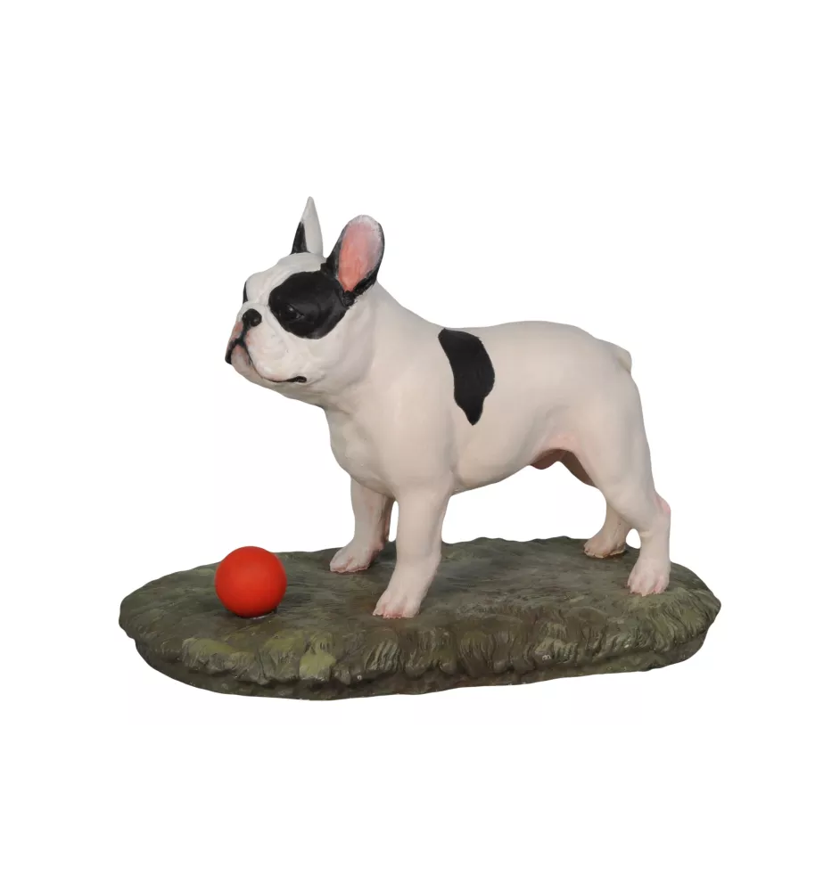 French Bulldog with ball - painted figurine, statue, figure, made by the artist, brand Art-Dog