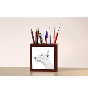 Bull Terrier, Bullterrier - Stifthalter mit Hund, Schreibtischorganizer mit Aufdruck, personalisierte Schreibtischdekoration der Marke Art-Dog