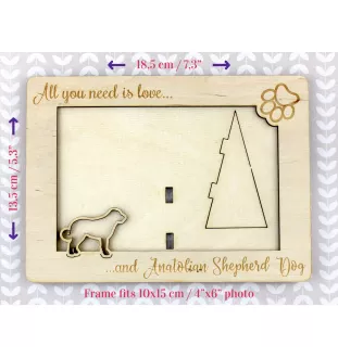 Anatolischer Hirtenhund - Fotorahmen, gravierter Holzrahmen, ein schönes Gadget für den Hundeliebhaber von Art-Dog