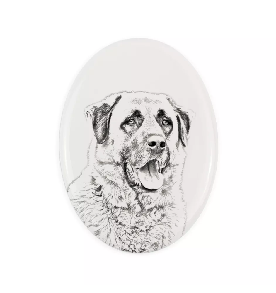 Anatolischer Hirtenhund - Gedenktafel mit einem Foto eines Hundes, Grabplatte mit Druck, personalisierte ovale Platte der Marke Art-Dog