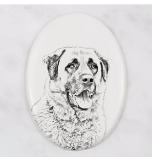 Anatolischer Hirtenhund - Gedenktafel mit einem Foto eines Hundes, Grabplatte mit Druck, personalisierte ovale Platte der Marke Art-Dog