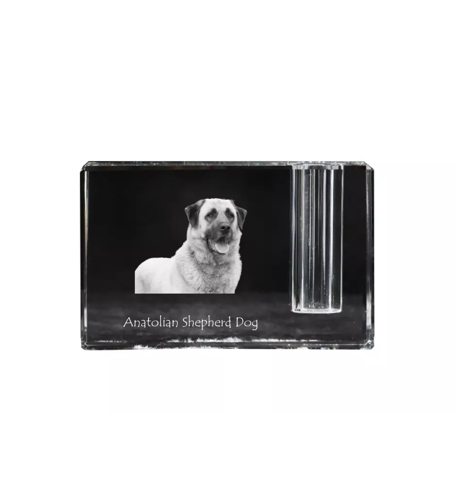 Anatolischer Hirtenhund - Stifthalter, Kristallorganizer mit Hundefoto, einzigartige Schreibtischdekoration der Marke Art-Dog