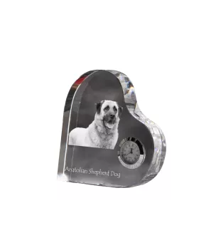 Berger d'Anatolie, Chien de Berger Kangal - horloge en cristal avec une photo de chien, horloge de table en forme de cœur, horloge debout personnalisée de la marque Art-Dog
