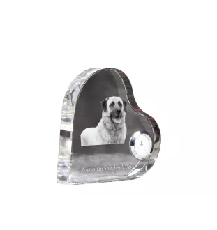 Anatolian Shepherd Dog, Turkish Kangal Dog - crystal clock with a dog picture, heart-shaped shelf clock, personalized standing clock by Art-Dog brand
