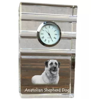 Anatolian Shepherd Dog, Turkish Kangal Dog - glass clock with a photo, photo of a dog in crystal, personalized standing office clock by Art-Dog brand