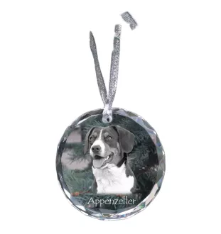 Appenzell Cattle Dog, Appenzeller Sennenhund - crystal bauble with a photo, dog photo in crystal, personalized Christmas tree ornament by Art-Dog brand