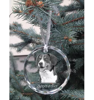 Appenzeller Sennenhund, Appenzellerhund - Kristallkugel mit Foto, Hundebild im Kristall, personalisierter Christbaumschmuck von Art-Dog.