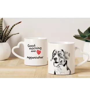 Appenzeller - cup with a dog, adorable cup with a heart-shaped handle, universal gift from the Art-Dog brand
