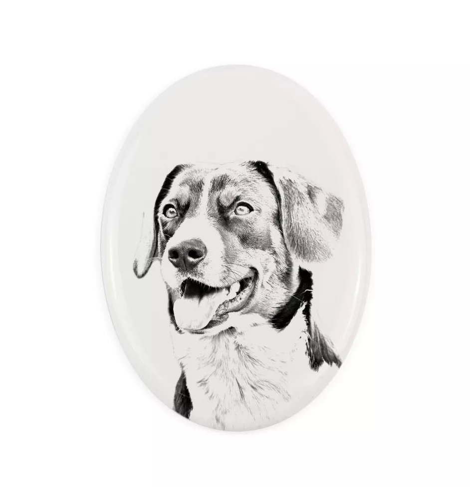 Appenzell Cattle Dog, Appenzeller Sennenhund - commemorative plaque with a photo of a dog, tombstone with a print, personalized oval plaque from the Art-Dog brand