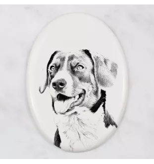 Appenzeller Sennenhund, Appenzellerhund - Gedenktafel mit einem Foto eines Hundes, Grabplatte mit Druck, personalisierte ovale Platte der Marke Art-Dog