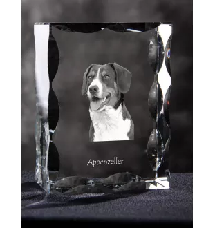 Appenzeller Sennenhund, Appenzellerhund - Kristall mit einem Hundebild, Glasstatuette mit einem Bild, einzigartiger Bilderrahmen der Marke Art-Dog