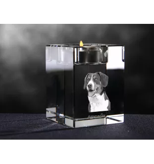 Appenzeller Sennenhund, Appenzellerhund - Kerzenhalter mit Hundefoto, Teelichthalter aus Kristall, personalisiertes Geschenk der Marke Art-Dog