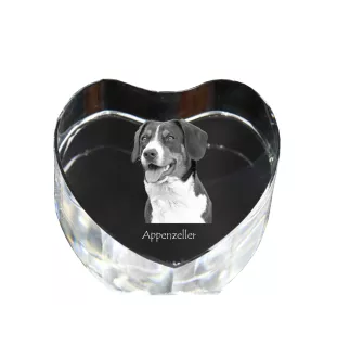 Bouvier Appenzellois, Bouvier de l'Appenzell - une photo de chien dans un cristal, un cœur en cristal, un cadre photo exceptionnel de la marque Art-Dog
