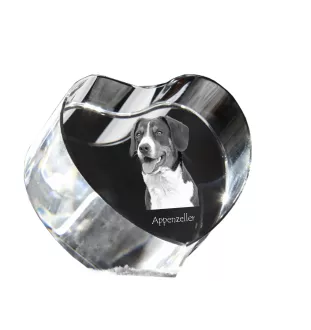 Bouvier Appenzellois, Bouvier de l'Appenzell - une photo de chien dans un cristal, un cœur en cristal, un cadre photo exceptionnel de la marque Art-Dog
