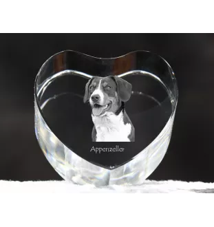 Appenzeller Sennenhund, Appenzellerhund - Hundebild im Kristall, Kristallherz, einzigartiger Bilderrahmen der Marke Art-Dog