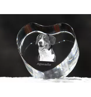 Appenzeller Sennenhund, Appenzellerhund - Hundebild im Kristall, Kristallherz, einzigartiger Bilderrahmen der Marke Art-Dog