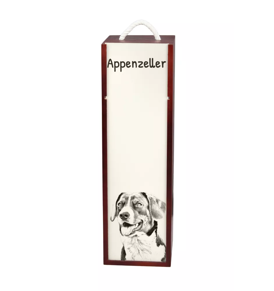Appenzeller Sennenhund, Appenzellerhund - Weinbox mit Hund, Alkoholbox mit Grafik, personalisierte Geschenkbox der Marke Art-Dog