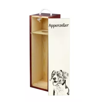 Bouvier Appenzellois, Bouvier de l'Appenzell - boîte à vin avec chien, boîte à alcool avec graphisme, boîte cadeau personnalisée de la marque Art-Dog