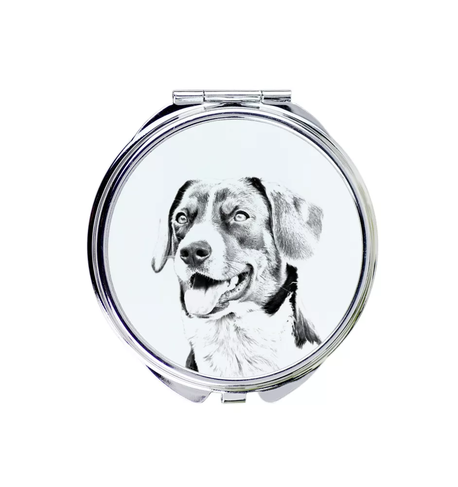 Appenzeller Sennenhund, Appenzellerhund - Taschenspiegel mit Hund, personalisierter Taschenspiegel, kompakter Spiegel mit Art-Dog-Logo
