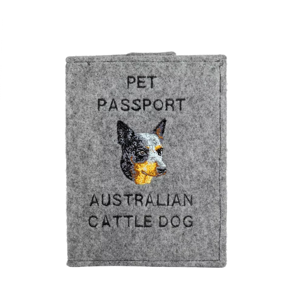 Australian Cattle Dog, Blue Heeler, Red Heeler - Dog passport case, document case, gift for the traveller from the Art-Dog brand