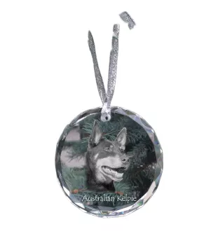 Australian Kelpie, Australischer Schäferhund, Barb - Kristallkugel mit Foto, Hundebild im Kristall, personalisierter Christbaumschmuck von Art-Dog.