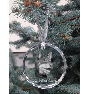 Kelpie Australien, Australian Kelpie - boule de Noël en cristal avec une photo, photo de chien dans le cristal, décoration personnalisée pour sapin de Noël de la marque Art-Dog