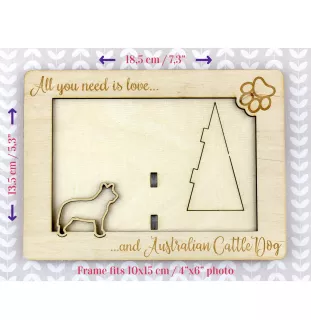 Bouvier australien, Australian Cattle Dog - Cadre photo, cadre en bois gravé, un joli gadget pour l'amoureux des chiens par Art-Dog