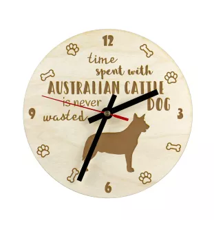 Australischer Treibhund, Australian Cattle Dog, Blue Heeler - Uhr mit Hund, Holzuhr mit Gravur, personalisierte Uhr von Art-Dog