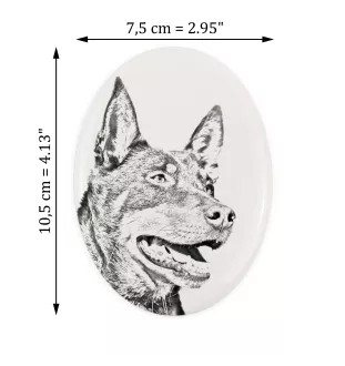 Kelpie Australien, Australian Kelpie - une plaque commémorative avec une photo de chien, une plaque funéraire avec une impression, une plaque ovale personnalisée de la marque Art-Dog