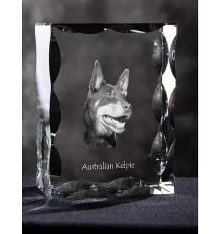 Australian Kelpie, Barb, Farmer Dog - crystal with a picture of a dog, glass statuette with a picture, unique frame with a picture from Art-Dog brand