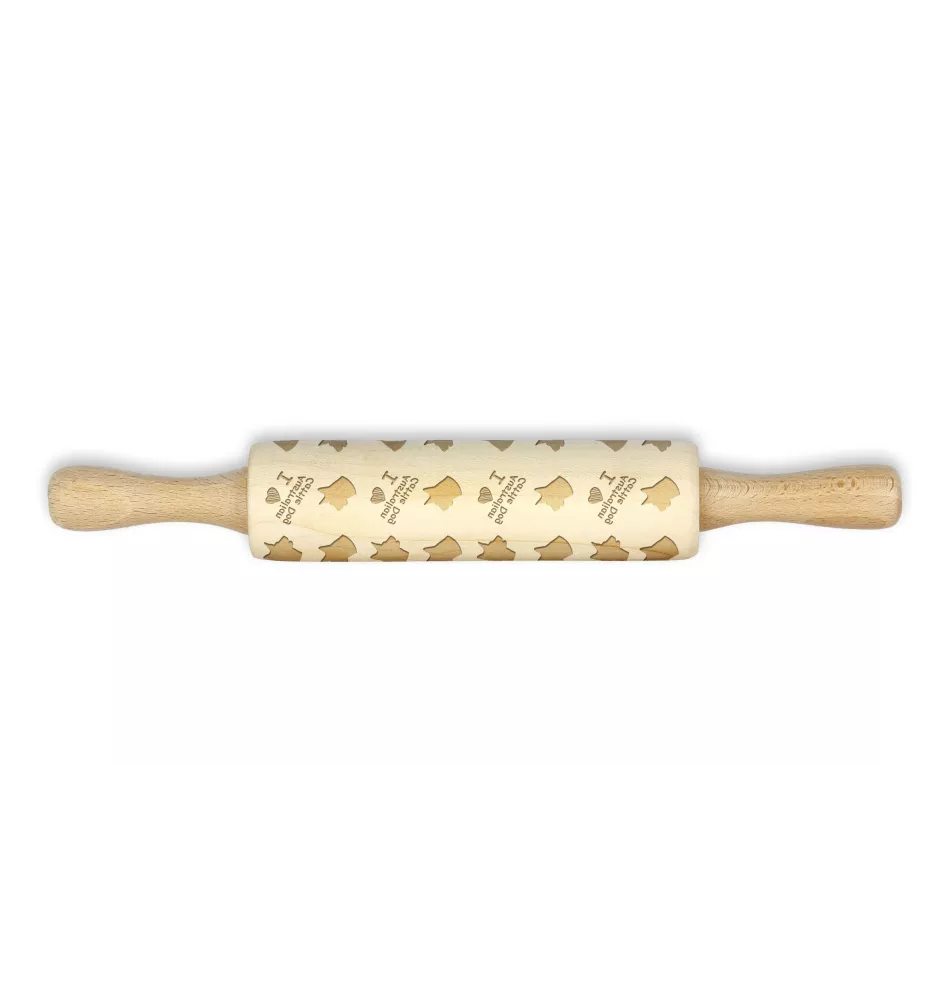 Australian Cattle Dog, Blue Heeler, Red Heeler - small rolling pin with a dog pattern, a rolling pin for children's dough, decorating ceramic clay by Art-Dog brand