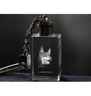Australian Kelpie, Barb, Farmer Dog - Crystal key ring with dog photo, illuminated key ring, unique gift by Art-Dog brand