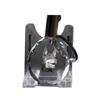 Kelpie Australien, Australian Kelpie - pendentif avec une photo de chien, porte-clés en cristal dans une boîte cadeau, un cadeau unique par Art-Dog